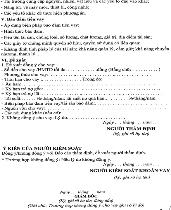Gian nào Phụ lục 02 Danh mục hồ sơ cho vay Phụ lục 03 Báo cáo thẩm định 5