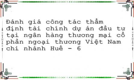 Đánh giá công tác thẩm định tài chính dự án đầu tư tại ngân hàng thương mại cổ phần ngoại thương Việt Nam chi nhánh Huế - 6