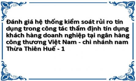 Đánh giá hệ thống kiểm soát rủi ro tín dụng trong công tác thẩm định tín dụng khách hàng doanh nghiệp tại ngân hàng công thương Việt Nam - chi nhánh nam Thừa Thiên Huế - 1