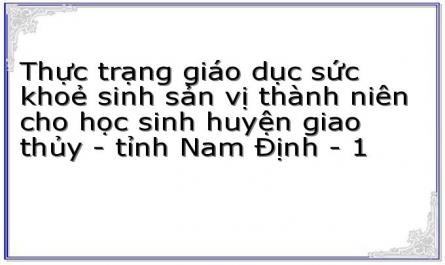 Thực trạng giáo dục sức khoẻ sinh sản vị thành niên cho học sinh huyện giao thủy - tỉnh Nam Định - 1