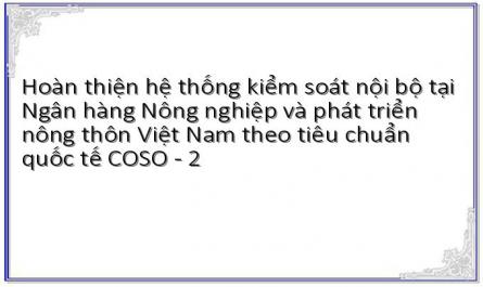Hoàn thiện hệ thống kiểm soát nội bộ tại Ngân hàng Nông nghiệp và phát triển nông thôn Việt Nam theo tiêu chuẩn quốc tế COSO - 2