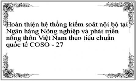 Hoàn thiện hệ thống kiểm soát nội bộ tại Ngân hàng Nông nghiệp và phát triển nông thôn Việt Nam theo tiêu chuẩn quốc tế COSO - 27