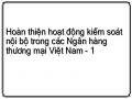 Hoàn thiện hoạt động kiểm soát nội bộ trong các Ngân hàng thương mại Việt Nam
