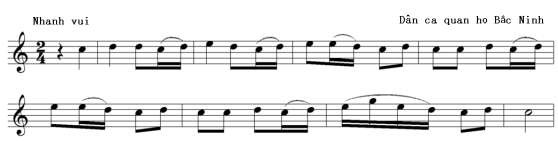 Trong ví dụ trên chúng ta nhìn nhận được tính chất hội hè vui vẻ tiết tấu 1