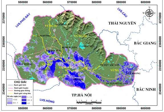 Hình 2 14 Bản đồ ngập lụt lưu vực sông Phan Cà Lồ trận lũ cuối X 2008 2