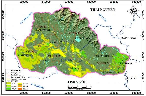 Hình 2 15 Bản đồ thời gian duy trì ngập lưu vực sông Phan Cà Lồ X 2008 Bảng 3