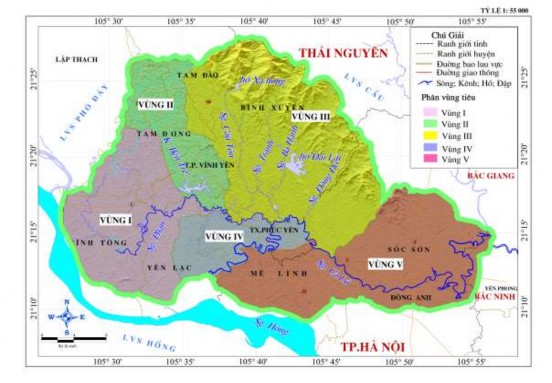 Hình 3 3 Bản đồ ranh giới các vùng tiêu lưu vực sông Phan – Cà Lồ b Chỉ 1