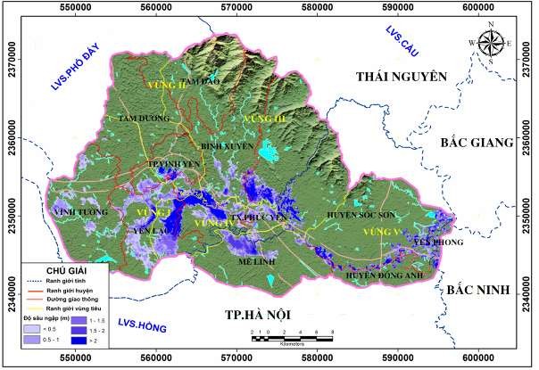 Hình 3 17 Bản đồ ngập lụt lưu vực Sông Phan – Cà Lồ PA1 TH4 Hình 3 18 Thời 3
