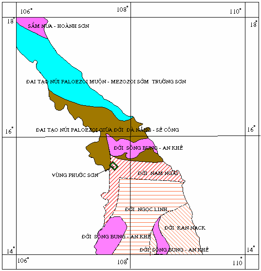 Hình 1 1 Sơ đồ vùng Phước Sơn trong cấu trúc địa chất Nam Trung Bộ tỷ lệ 1