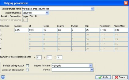 Hình 3 41 Giao diện thông số nội suy Kriging thân quặng QTZ3 Hình 3 42a Giao diện 6