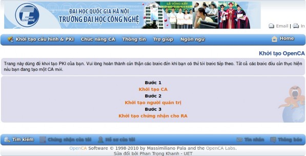 Hình 6 Khởi tạo OpenCA Bước đầu tiên khởi tạo của OpenCA được dùng để 1