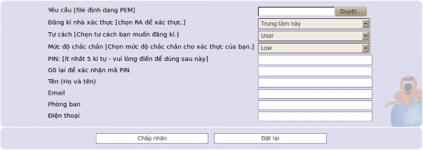 Hình 9 Yêu cầu chứng nhận từ tệp PEM Sau khi điền đầy đủ thông tin và tập 4