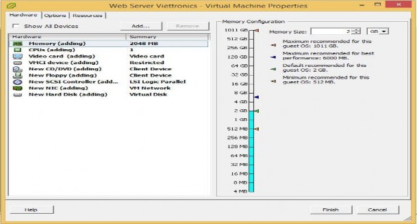 Hình 3 44 Thông tin máy ảo Chuột phải vào Server Web Server Viettronics chọn Power 4
