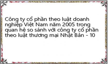 Công ty cổ phần theo luật doanh nghiệp Việt Nam năm 2005 trong quan hệ so sánh với công ty cổ phần theo luật thương mại Nhật Bản - 10