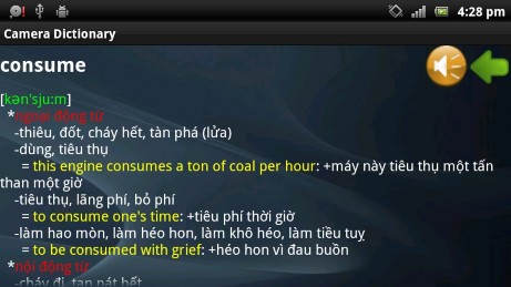 Hình 5 27 Màn hình hiển thị nghĩa của từ Ngoài ra để nghe phát âm từ tiếng 5
