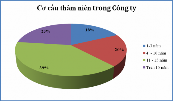 Hình 2 2 Cơ cấu thâm niên trong Công ty CP Công Trình Đường Thủy VINAWACO 2 2 3 2
