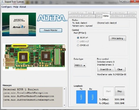 Hình 4 5 Kết quả thu phát loopback trên cổng kết nối HSMA Hình 4 6 Kết quả thu 5