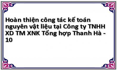 Hoàn thiện công tác kế toán nguyên vật liệu tại Công ty TNHH XD TM XNK Tổng hợp Thanh Hà - 10
