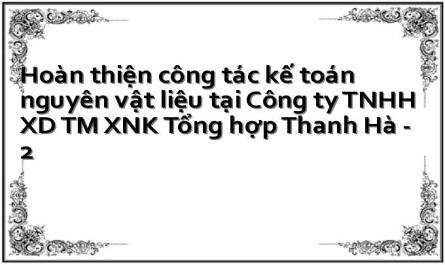 Hoàn thiện công tác kế toán nguyên vật liệu tại Công ty TNHH XD TM XNK Tổng hợp Thanh Hà - 2