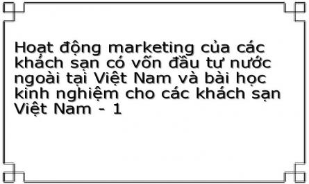 Hoạt động marketing của các khách sạn có vốn đầu tư nước ngoài tại Việt Nam và bài học kinh nghiệm cho các khách sạn Việt Nam - 1