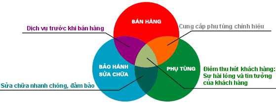 Cửa hàng 3S thể hiện mối tuơng quan về chức năng giữa các hoạt động của 1
