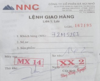 Bước 2 Khách hàng lấy đá tại kho Thủ kho lập phiếu xuất kho Bước 3 Sau 1