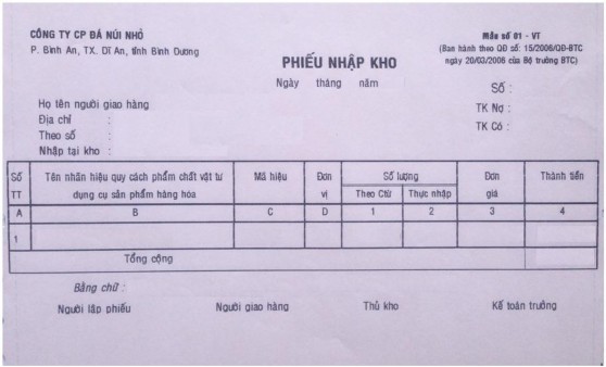 Căn cứ vào phiếu Nhập – Xuất kho trong tháng 10 của các loại đá 0x4 Thủ kho 2