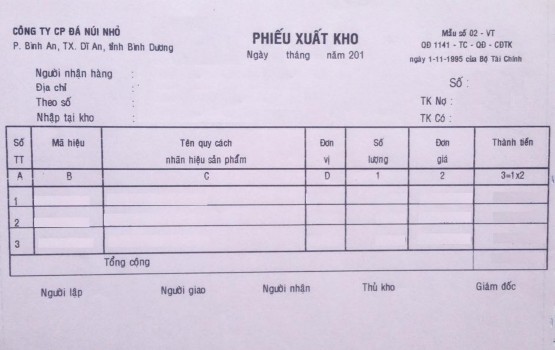 Căn cứ vào phiếu Nhập – Xuất kho trong tháng 10 của các loại đá 0x4 Thủ kho 3