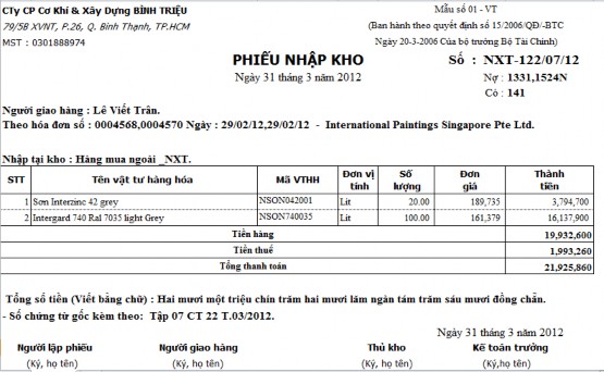 Mẫu số 2 3 Phiếu xuất kho  Hạch toán chi phí nguyên vật liệu trực tiếp 2