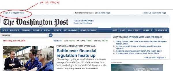 Mô hình thứ hai của tờ WashingtonPost com đưa ra nội dung miễn phí và dựa vào 1