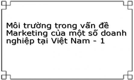 Môi trường trong vấn đề Marketing của một số doanh nghiệp tại Việt Nam - 1
