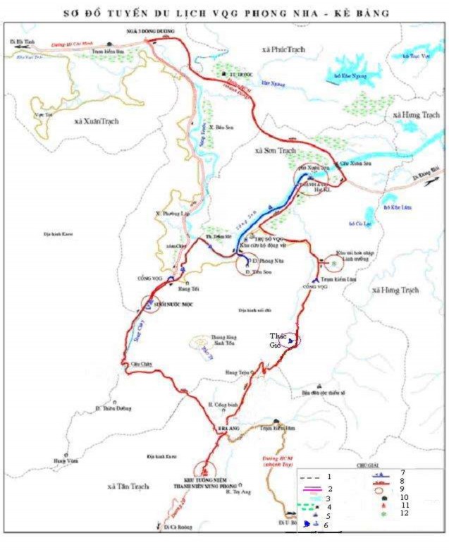 Chú giải 1 Ranh giới xã 5 Trụ sở VQG TT du lịch 9 Điểm DL 2 Đường giao 12