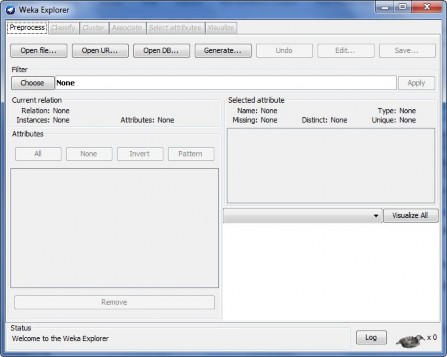 Hình 3 Giao diện Weka Explorer ­ Bước 2 Tại thẻ Preprocess chọn nút Open file… 2