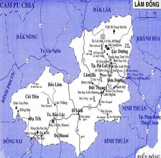 Ghi chú các số trong ô tròn hoặc vuông là tên các quốc lộ hoặc tỉnh lộ 1