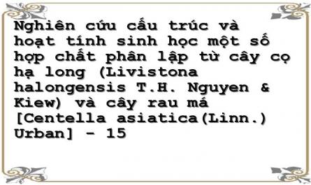 Nghiên cứu cấu trúc và hoạt tính sinh học một số hợp chất phân lập từ cây cọ hạ long (Livistona halongensis T.H. Nguyen & Kiew) và cây rau má [Centella asiatica(Linn.) Urban] - 15