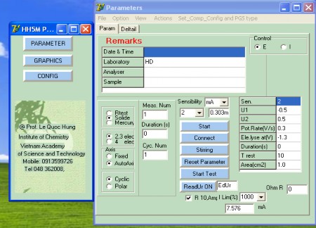 Hình 2 2 Giao diện điều khiển quá trình đo đạc sử dụng máy CPA HH5 Các mode 2