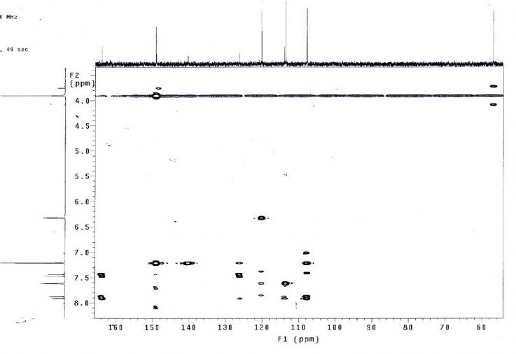 Phổ HMBC NMR của hợp chất PH1 2 6 mg đo trong Aceton Phổ HSQC NMR của hợp chất 3