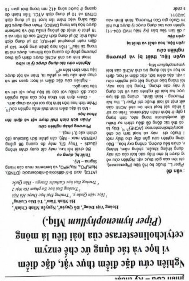 Nghieo cibi djc diem thqc vit dic diem vi hoc và tac d ing idc che e «iy w acetylcliolinesterase 1