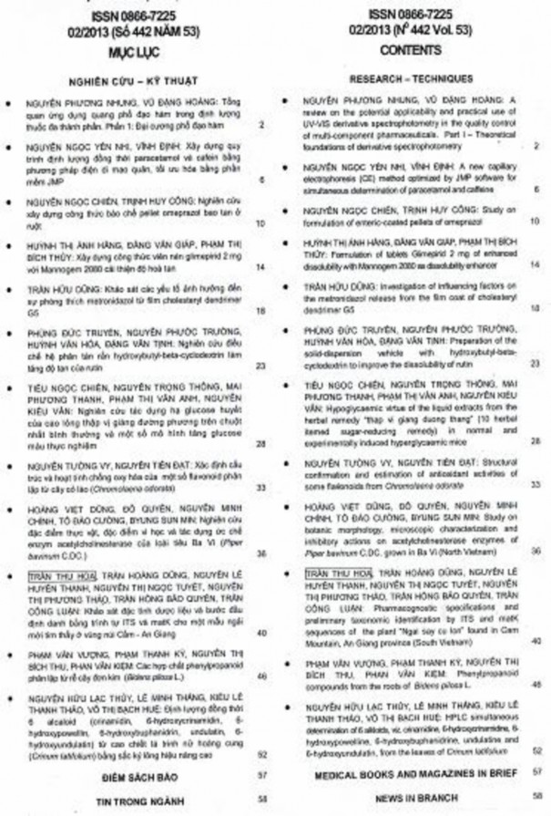 Nghieo cibi djc diem thqc vit dic diem vi hoc và tac d ing idc che e «iy w acetylcliolinesterase 3