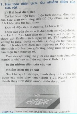 Nêu được các cách làm nhiễm điện một vật cọ xát tiếp xúc hưởng 1