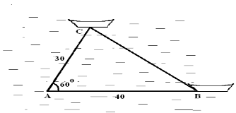 Giải Sau 2 giờ tàu B đi được 40 hải lí tàu C đi được 30 hải lí Hình 1