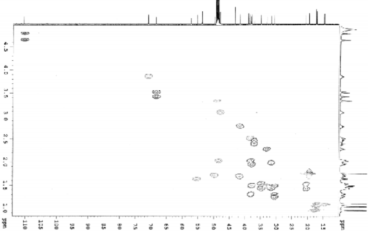 Hình 4 43 Phổ HSQC của chất AT3 Hình 4 44 Phổ HMBC của chất AT3 Hình 4 45 Phổ 5
