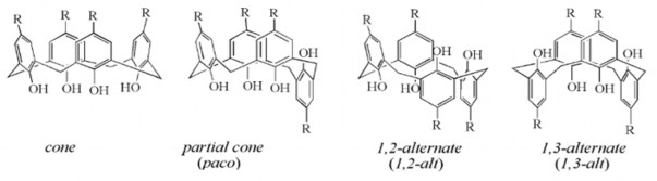 Hình 1 2 Bốn dạng tồn tại của calix 4 aren Cấu tạo của calixaren dạng cone 3