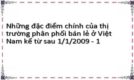 Những đặc điểm chính của thị trường phân phối bán lẻ ở Việt Nam kể từ sau 1/1/2009 - 1
