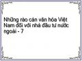 Một Số Rào Cản Văn Hóa Việt Nam Đối Với Các Nhà Đầu Tư Nước Ngoài