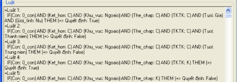Hình 21 Một số luật của cây quyết định ADTDA Các luật quyết định ứng 5