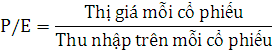 Giá mỗi cổ phiếu P 0 P E x EPS 1 Trong đó P E hệ số giá thu nhập EPS 1 Thu 14