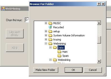 Hình 4 4 Giao diện lựa chọn thư mục chứa dữ liệu Nhấn nút Làm sạch dữ 2