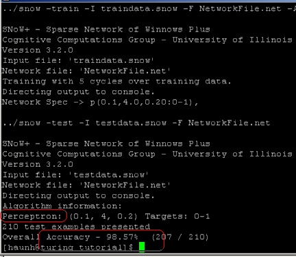 Hình 4 7 Kết quả chạy thuật toán Perceptron Chương trình ActiveExperimenter Thử 6
