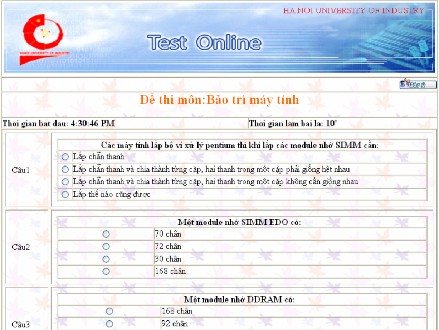Hình 5 6 Form làm bài của thí sinh Hình 5 7 Form thông báo kết quả Để tăng 5